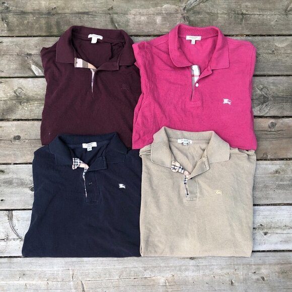 LOT OF 4 Burberry Polo Button Up Shirts Large - Picture 1 of 3